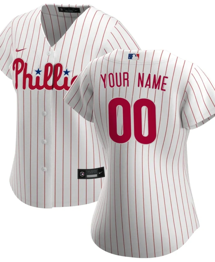 Philadelphia Phillies Women Home Replica Custom Jersey- White