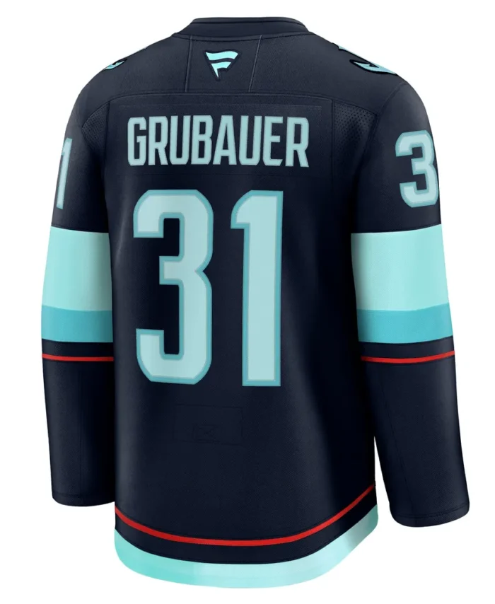 Philipp Grubauer Seattle Kraken Fanatics Home Premium Jersey - Deep Sea Blue
