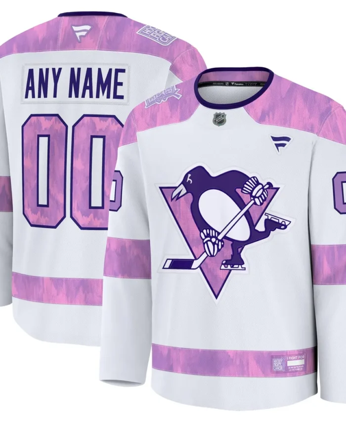 Pittsburgh Penguins Fanatics 2024 Hockey Fights Cancer Custom Practice Jersey - White