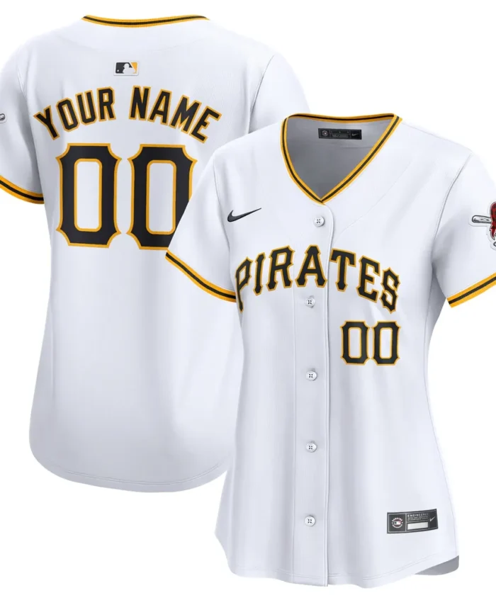 Pittsburgh Pirates Women Home Limited Custom Jersey- White