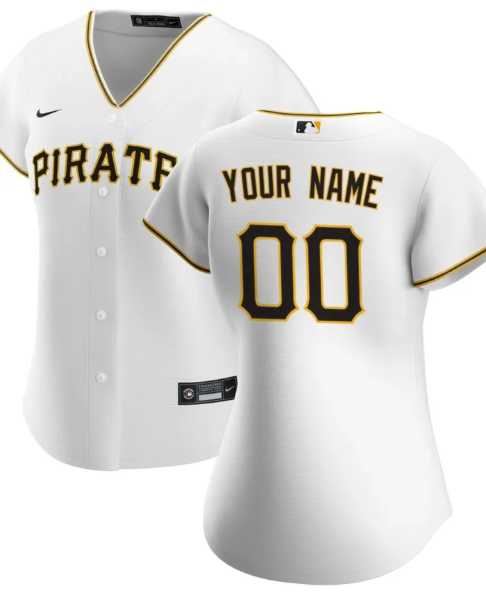 Pittsburgh Pirates Women Home Replica Custom Jersey- White