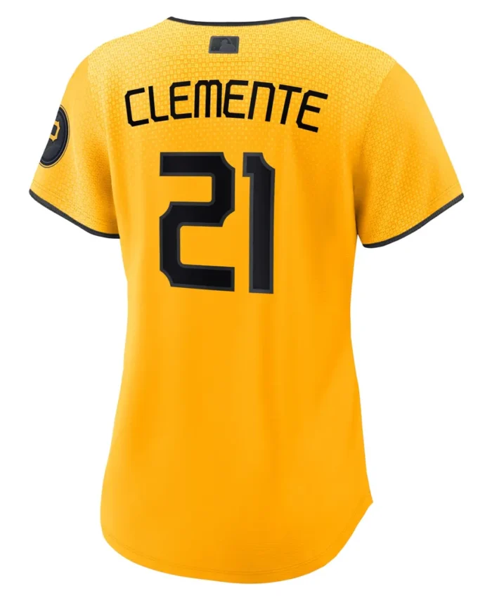 Roberto Clemente Pittsburgh Pirates Women City Connect Replica Player Jersey- Gold