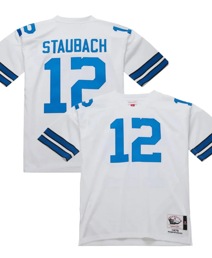 Roger Staubach Dallas Cowboys 1975 Mitchell & Ness Authentic Throwback Retired Player Jersey - White