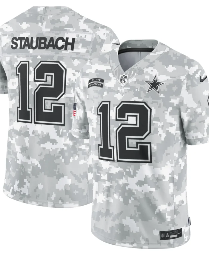 Roger Staubach Dallas Cowboys 2024 Salute to Service Retired Player Limited Jersey - Arctic Camo