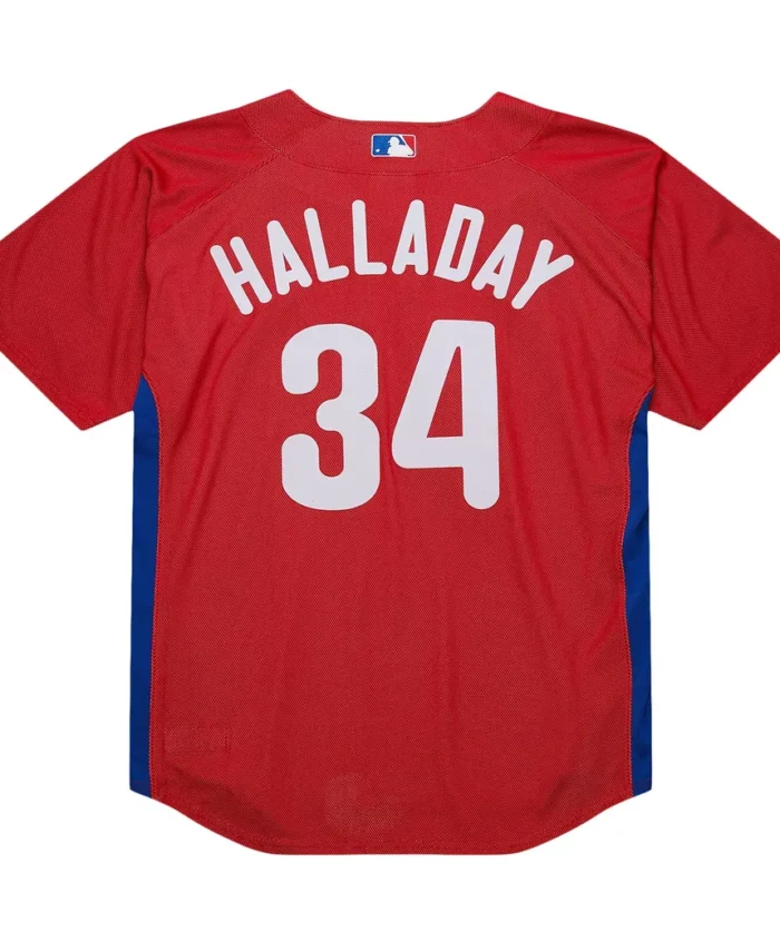 Roy Halladay Philadelphia Phillies Mitchell Ness Cooperstown Collection 2010 Batting Practice Jersey- Red
