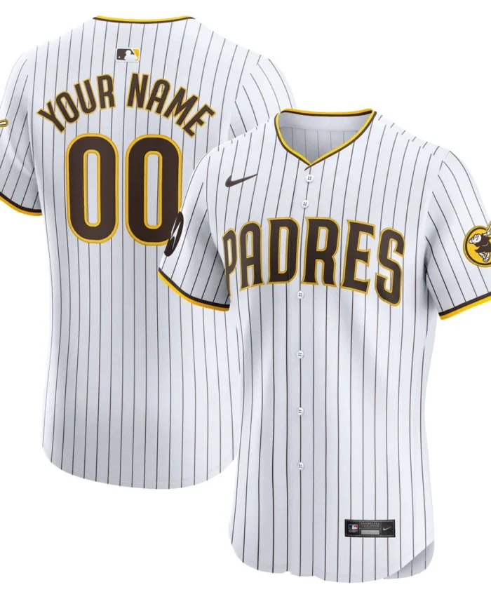 San Diego Padres Home Elite Custom Patch Jersey- White