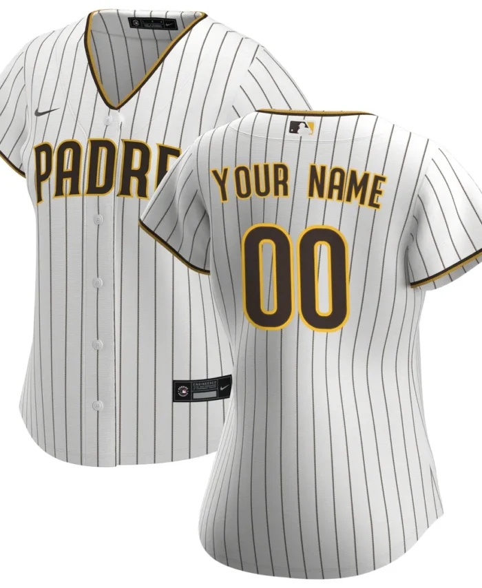 San Diego Padres Women Home Replica Custom Jersey - White