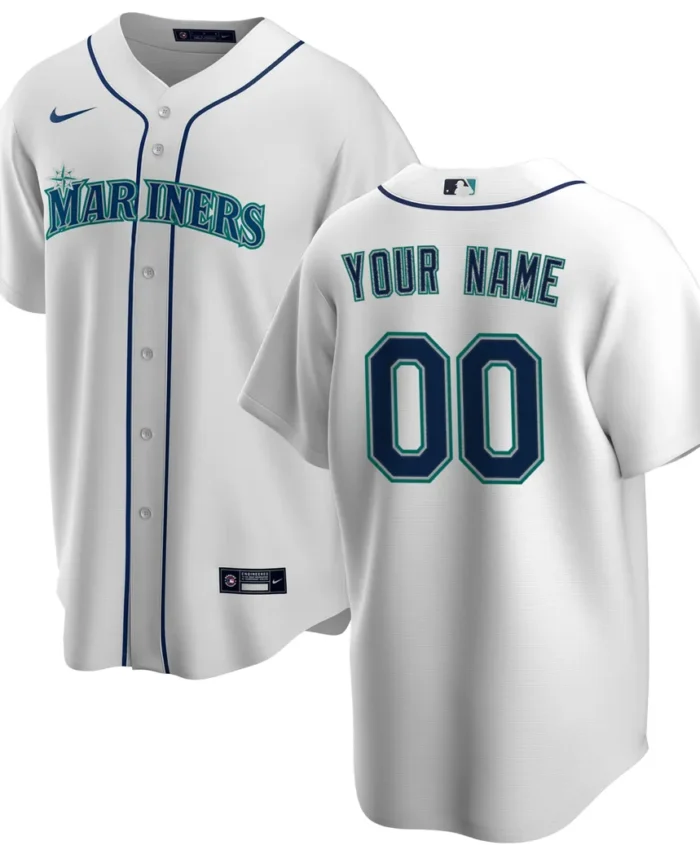 Seattle Mariners Home Replica Custom Jersey- White