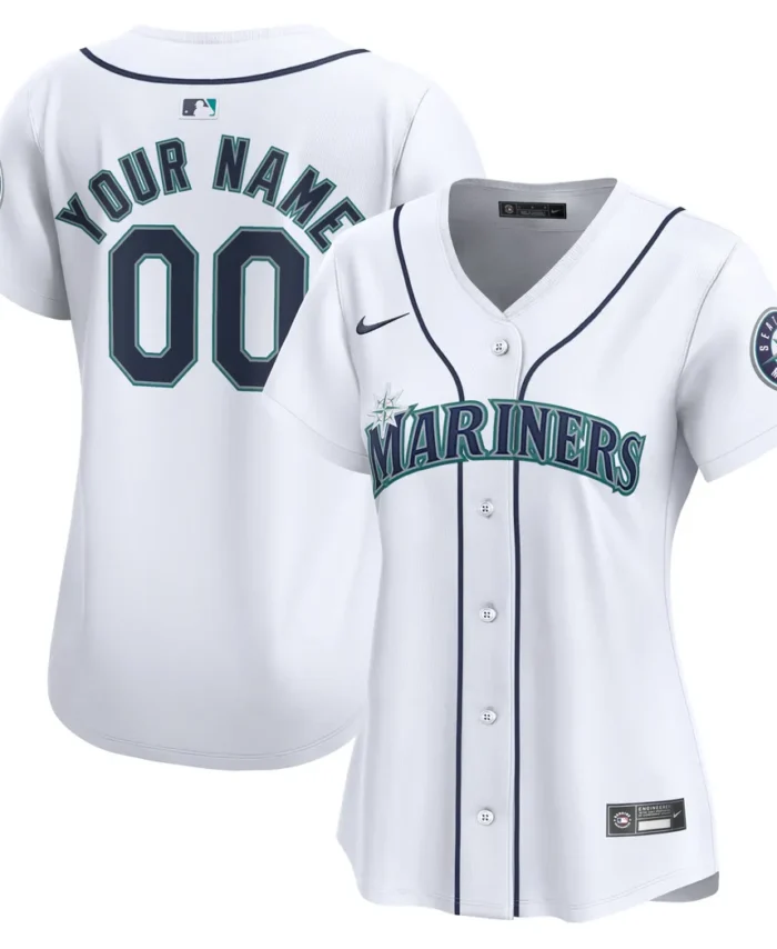 Seattle Mariners Women Home Limited Custom Jersey- White