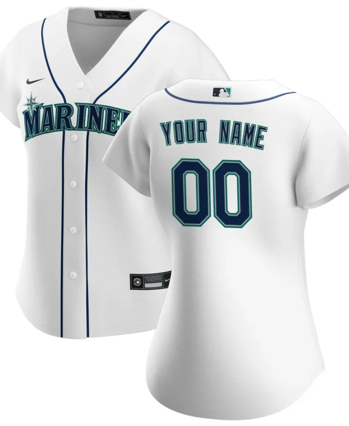 Seattle Mariners Women Home Replica Custom Jersey- White