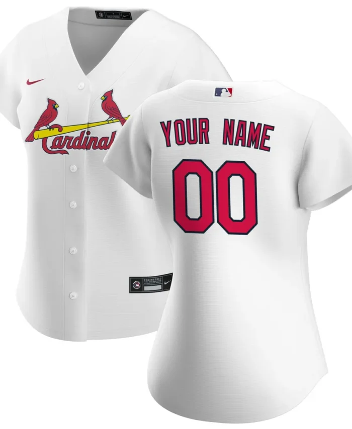 St. Louis Cardinals Women Home Replica Custom Jersey- White