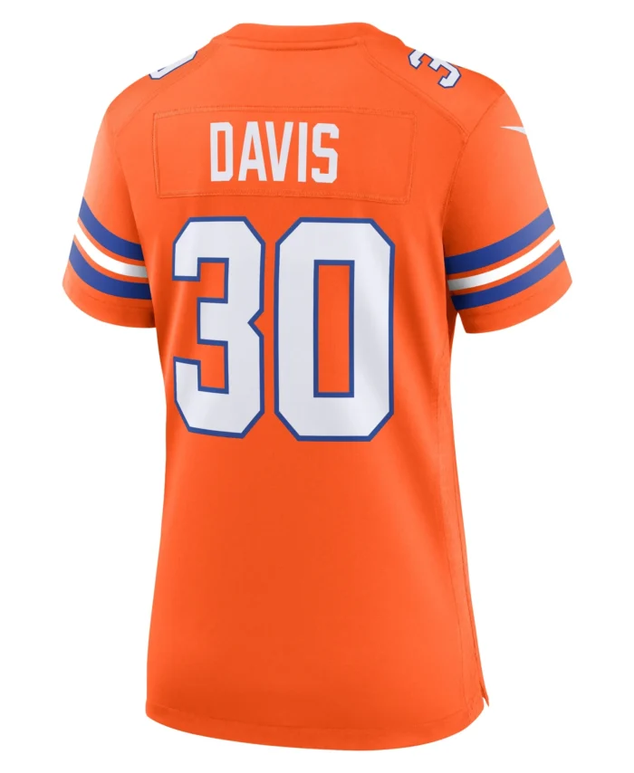 Terrell Davis Denver Broncos Women's Mile High Collection 1977 Throwback Retired Player Game Jersey - Orange