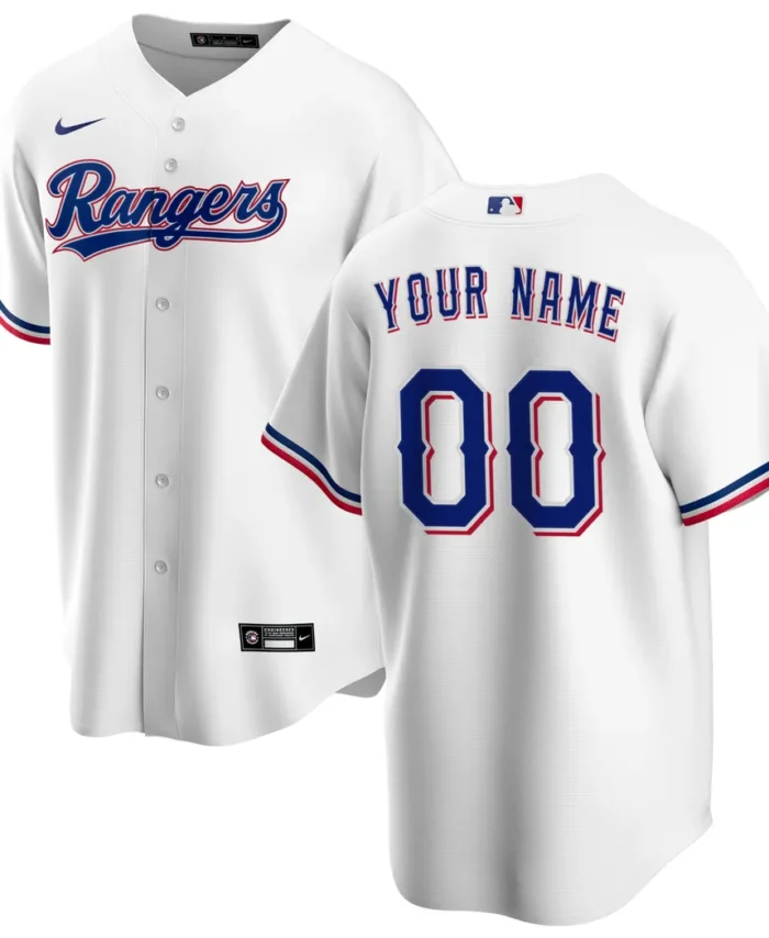 Texas Rangers Home Replica Custom Jersey - White