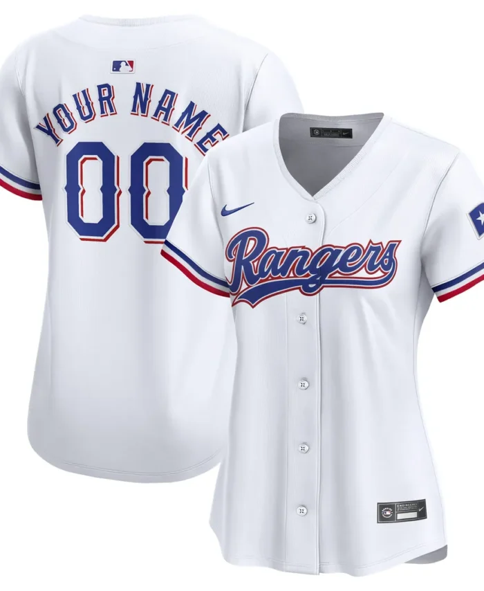 Texas Rangers Women Home Limited Custom Jersey - White