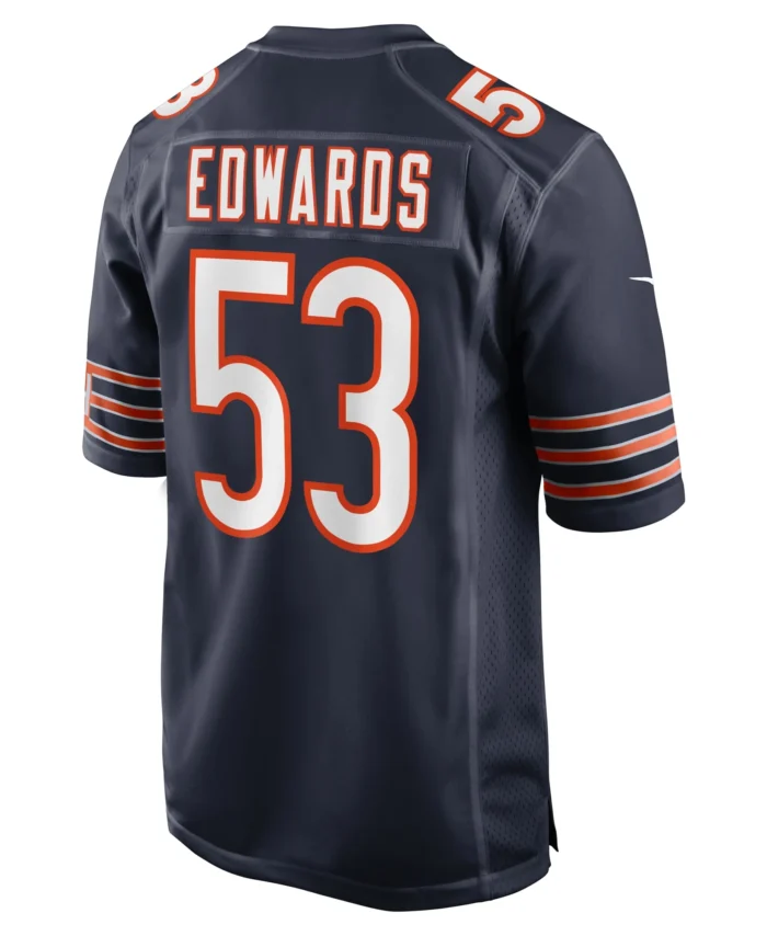 TJ Edwards Chicago Bears Game Player Jersey - Navy