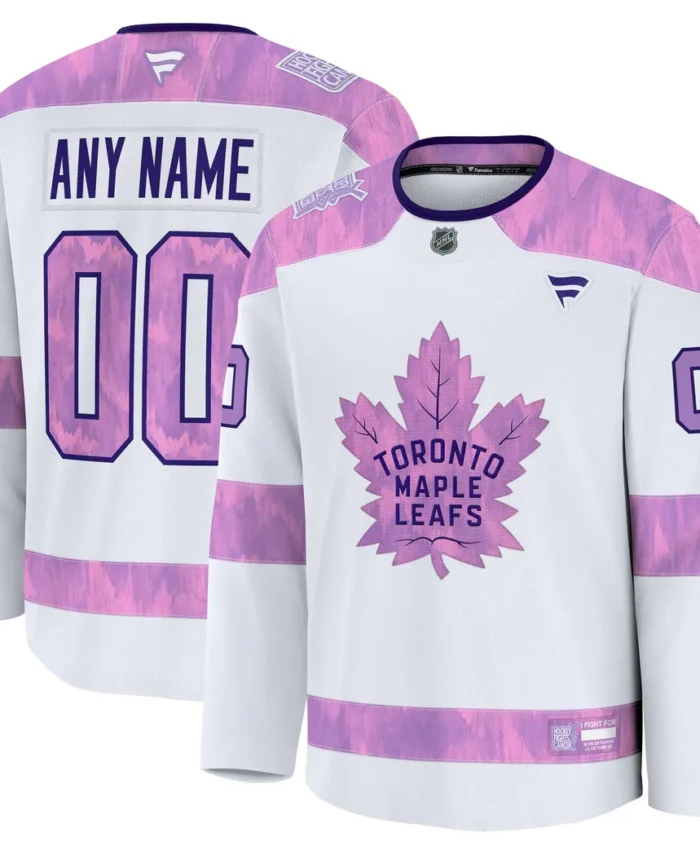 Toronto Maple Leafs Fanatics 2024 Hockey Fights Cancer Custom Practice Jersey - White