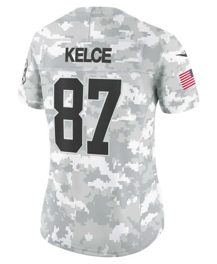 Travis Kelce Kansas City Chiefs Women's 2024 Salute to Service Limited Jersey - Arctic Camo
