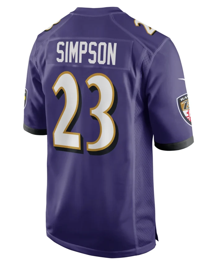 Trenton Simpson Baltimore Ravens Team Game Jersey -  Purple
