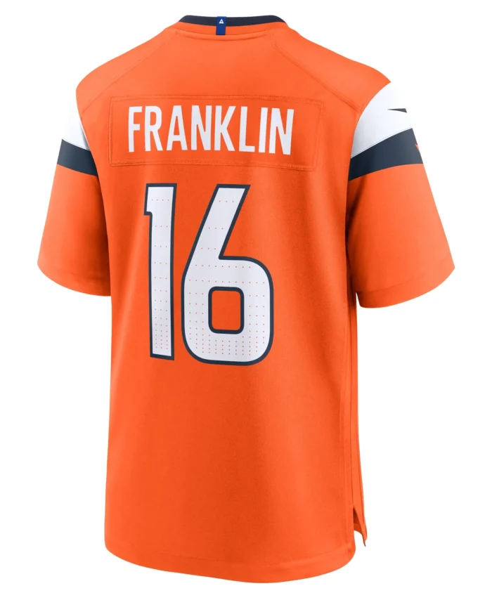 Troy Franklin Denver Broncos Team Game Jersey -  Orange