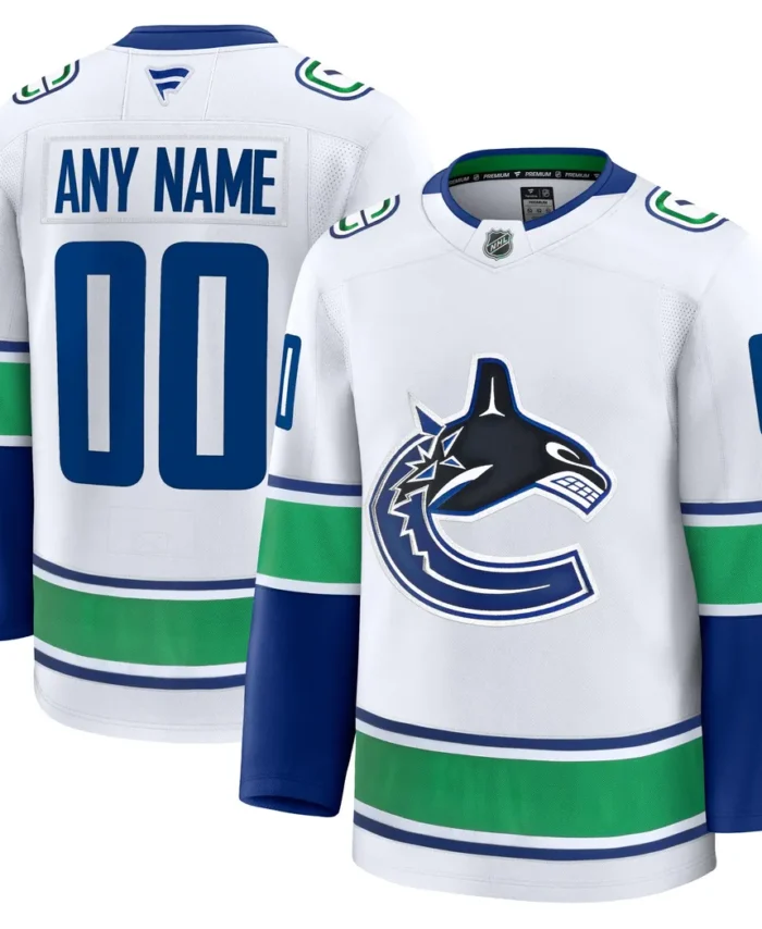 Vancouver Canucks Fanatics Away Premium Custom Jersey - White