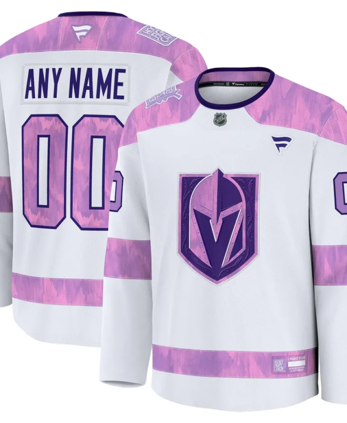 Vegas Golden Knights Fanatics 2024 Hockey Fights Cancer Custom Practice Jersey - White