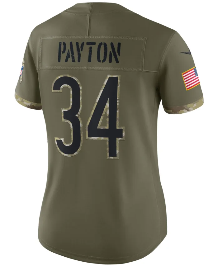 Walter Payton Chicago Bears Women's Salute To Service Retired Player Limited Jersey - Olive
