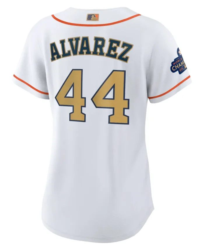 Yordan Alvarez Houston Astros Women 2023 Gold Collection Replica Player Jersey - White/Gold